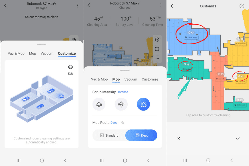 Регулировка воды в мобильном приложении на Roborock S7 MaxV